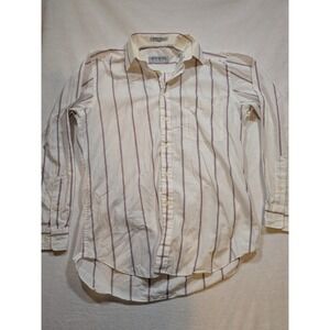 John Henry Mens Regular Fit Cream Stripe Long Sleeve Button Down Shirt 15 32/33